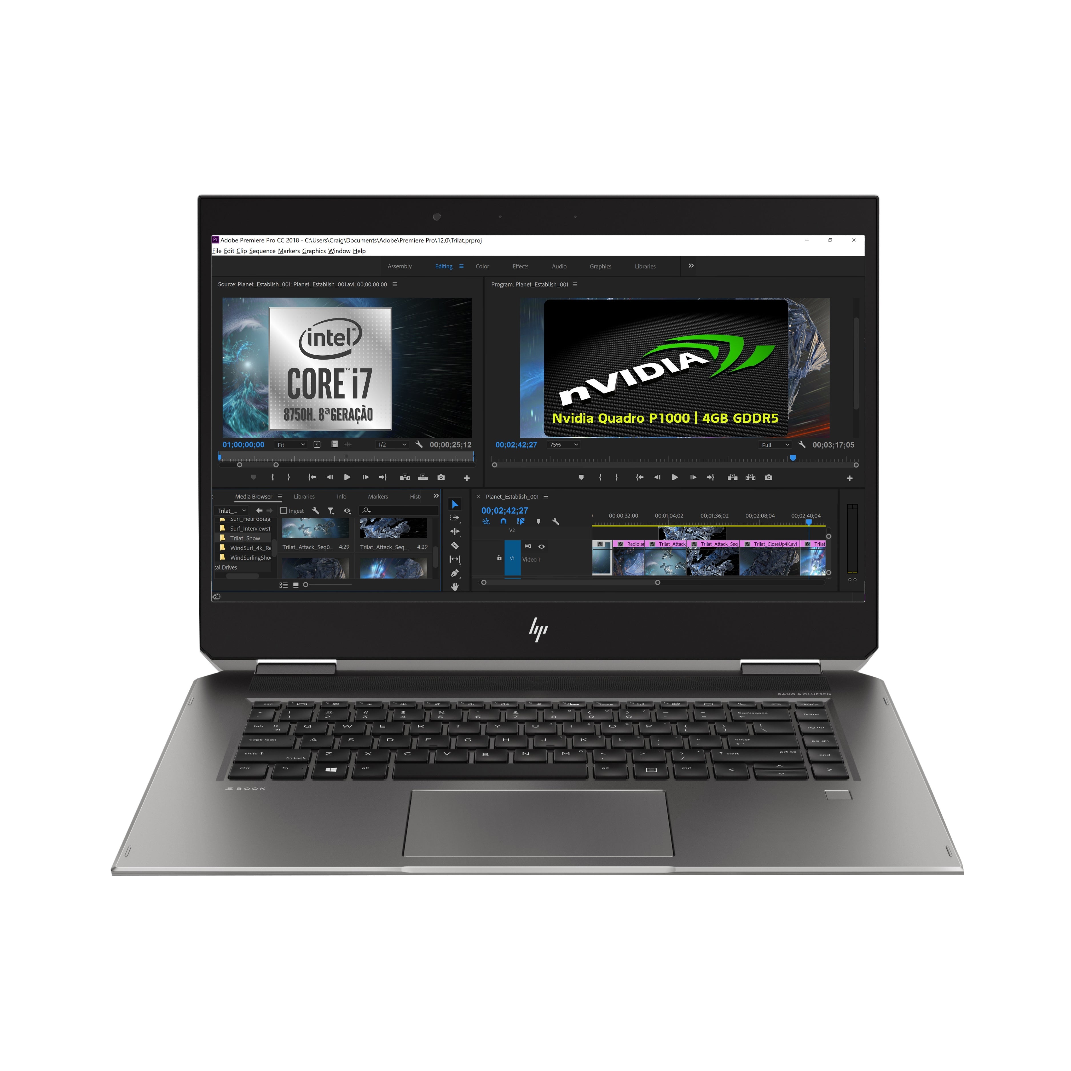 HP ZBook Studio x360 G5 i7 (8850H) 16GB RAM 256GB SSD 15.6" FHD NVIDIA P1000 Windows 11 Pro (Outlet 768)