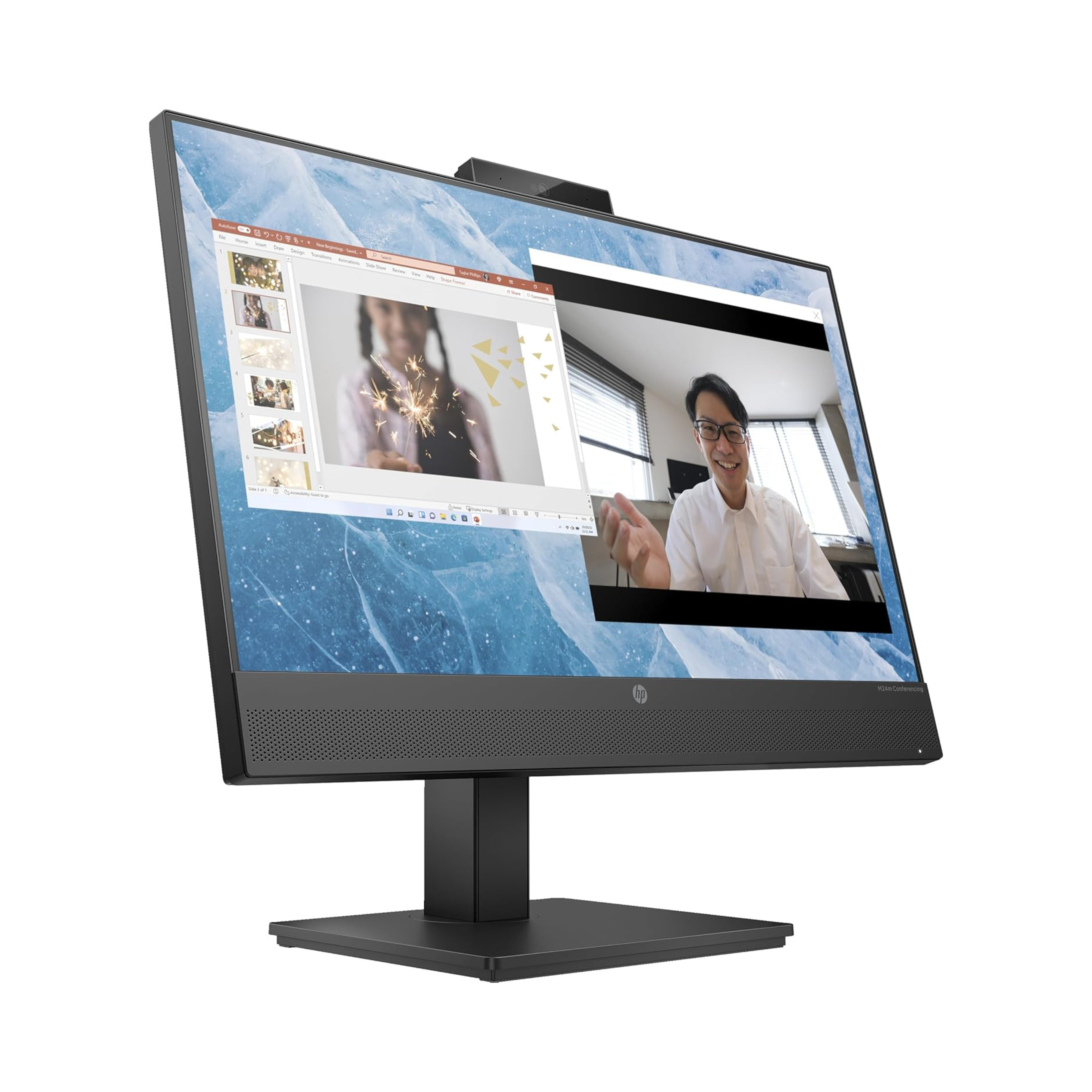 Moniteur HP M24m Full HD 23,8" avec Webcam & Haut-parleurs | USB-C | HDMI | DisplayPort