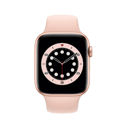 Apple Watch Series 6 (GPS, 44mm) - Dourado com bracelete desportiva Rosa-Areia