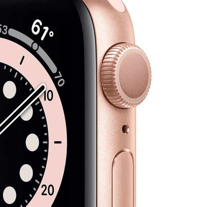 Apple Watch Series 6 (GPS, 44mm) - Dourado com bracelete desportiva Rosa-Areia