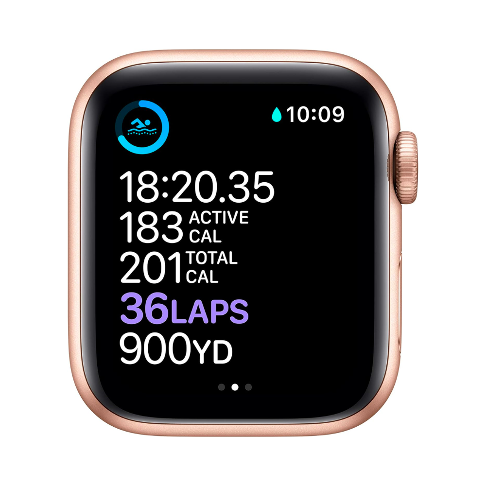 Apple Watch Series 6 (GPS, 44mm) - Dourado com bracelete desportiva Rosa-Areia