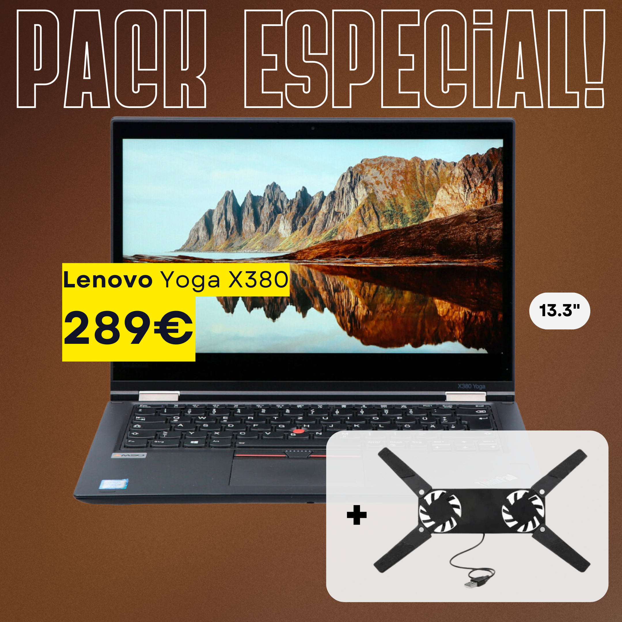 Pack Especial: Lenovo Yoga X380 i5 (8th Gen) 8GB RAM 256GB SSD 13.3