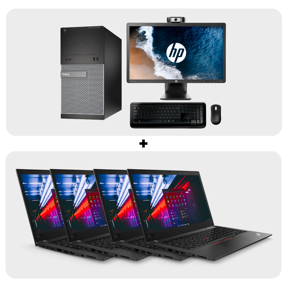 Pack Dell OptiPlex 3020 MT (1 uni) + Lenovo ThinkPad T480s (4 uni)