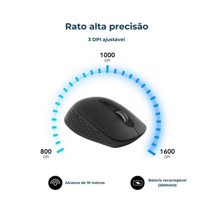 Subblim Comfort Dual Bluetooth Ergonomic Wireless Mouse & 2.4 GHz USB-A Receiver