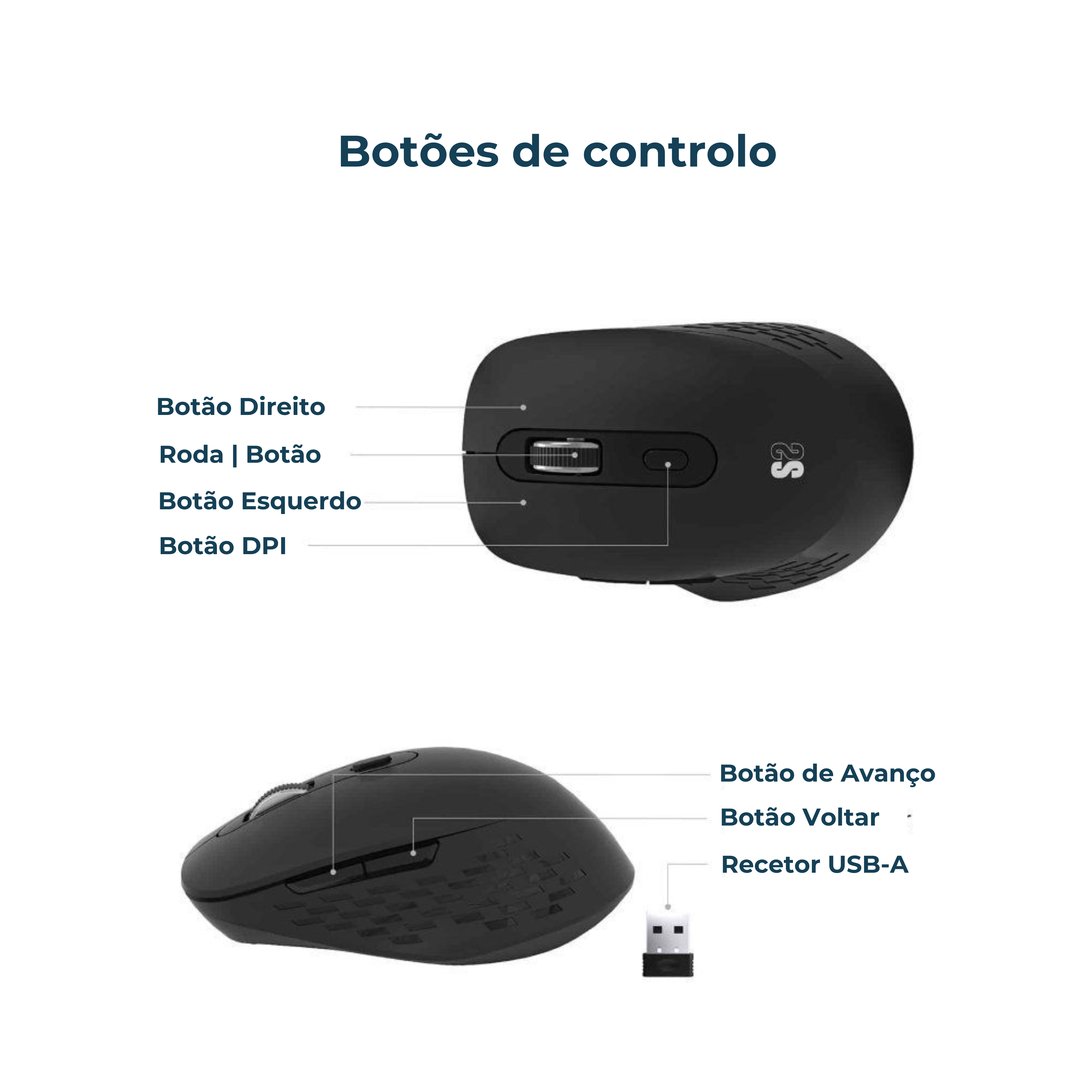 Subblim Comfort Dual Bluetooth Ergonomic Wireless Mouse & 2.4 GHz USB-A Receiver