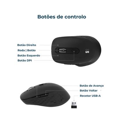 Subblim Comfort Dual Bluetooth Ergonomic Wireless Mouse & 2.4 GHz USB-A Receiver