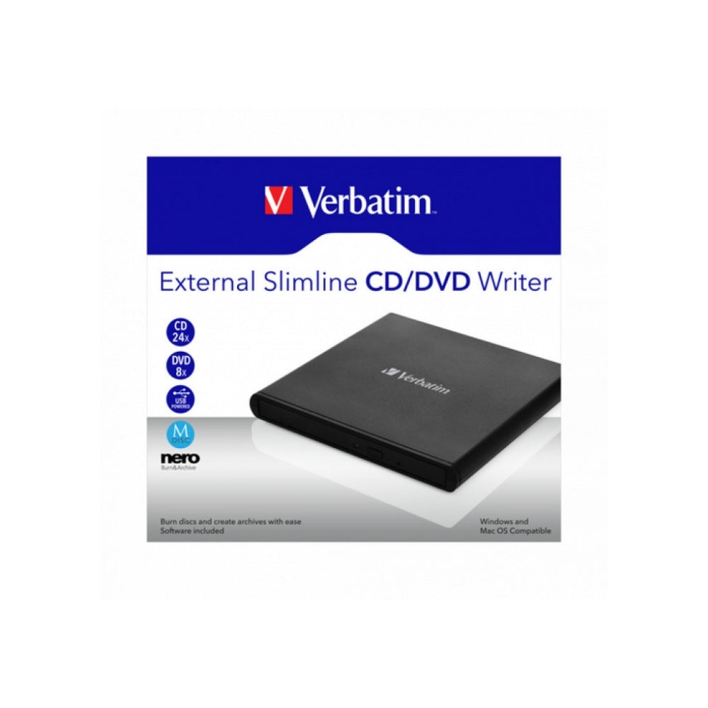 Gravador/Leitor Externo de CD/DVD Verbatim Slimline