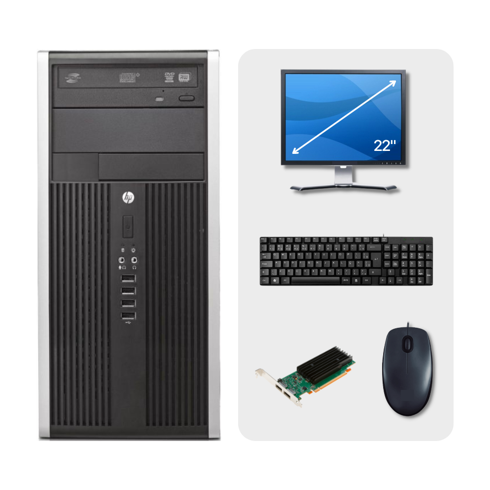 Pack HP Workstation Z400 Xeon W3520 8GB RAM 180GB SSD NVS 295 + Disk 320GB HDD + Monitor 22