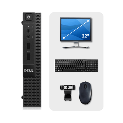 Pack Dell OptiPlex 3020 MFF i5 (4th Gen) 4GB RAM 500GB HDD + Monitor 22" + Teclado + Rato + Webcam